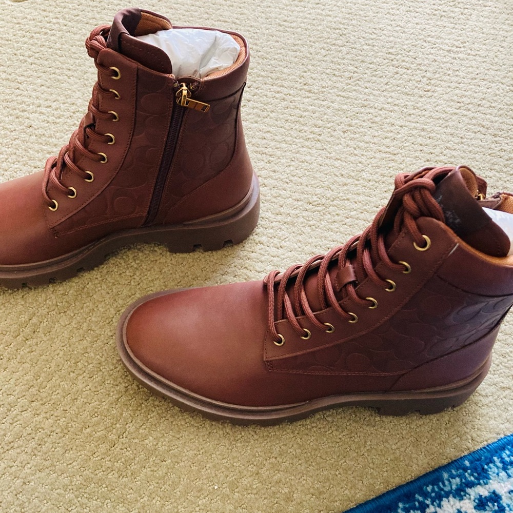 NWT COACH SADDLE SIGNATURE CITYSOLE BOOTS - Picture 5 of 10